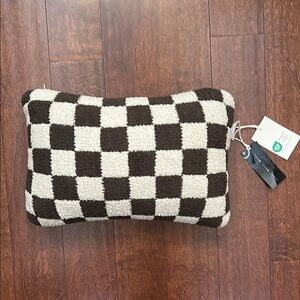Sunday Citizen, Checkerboard Brown and Cream Mini Pillow, NWT